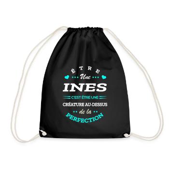 INES PARFAITE - NOM INES - Sac de sport léger - noir - Devant