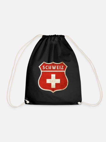 Schweiz Wappen Flaggen Design - Turnbeutel - Schwarz