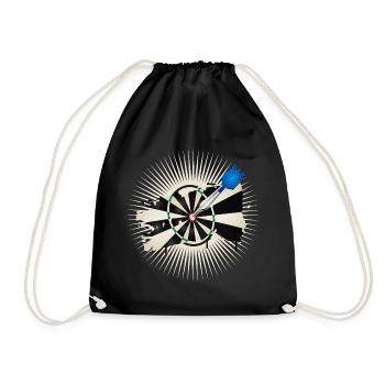 strahlende Dartscheibe mit blauen Dartpfeil - Turnbeutel - Schwarz - Vorne