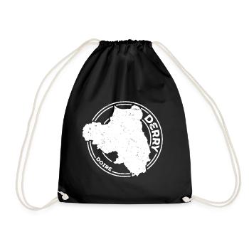 Derry Ireland Map | County Outline Stamp - Drawstring Bag - black - Front