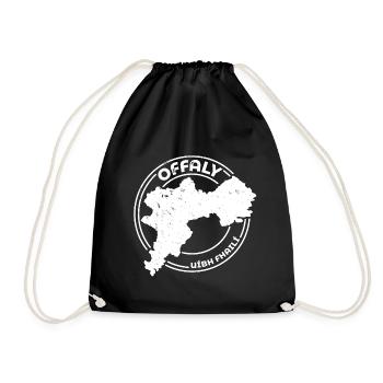 Offaly Ireland Map | County Outline Stamp - Drawstring Bag - black - Front