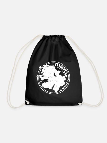Mayo Ireland Map | County Outline Stamp - Drawstring Bag - black