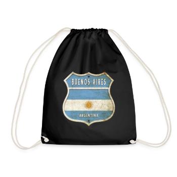 Buenos Aires Argentinien Wappen Flaggen Design - Turnbeutel - Schwarz - Vorne