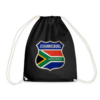 Johannesburg Südafrika Wappen Flaggen Design - Turnbeutel - Schwarz - Vorne