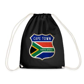 Kapstadt Südafrika Wappen Flaggen Design - Turnbeutel - Schwarz - Vorne