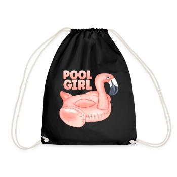 Pool Girl Flamingo Schwimmring Sommer Party - Turnbeutel - Schwarz - Vorne