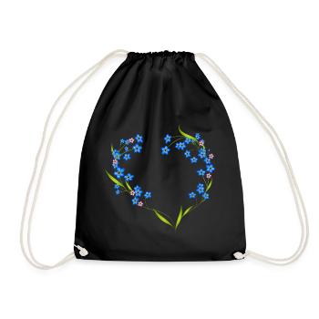 cadre délicat oubli-moi-pas en forme de cœur - Sac de sport léger - noir - Devant