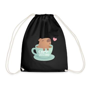 Mignon Capybara dans une tasse de café Drôle capyuccino - Sac de sport léger - noir - Devant