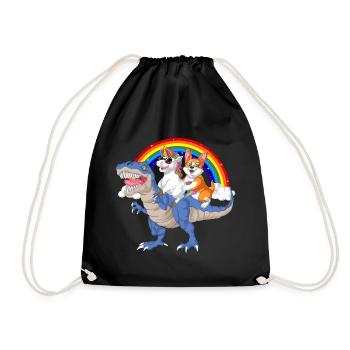 corgi et licorne chevauchant le dinosaure - Sac de sport léger - noir - Devant