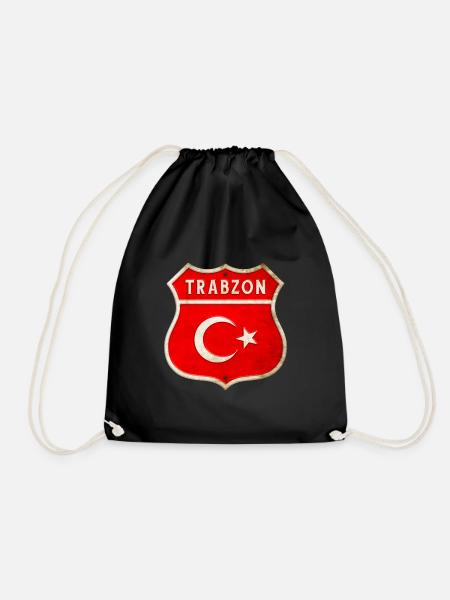 Trabzon Türkei Flaggen Wappen - Turnbeutel - Schwarz