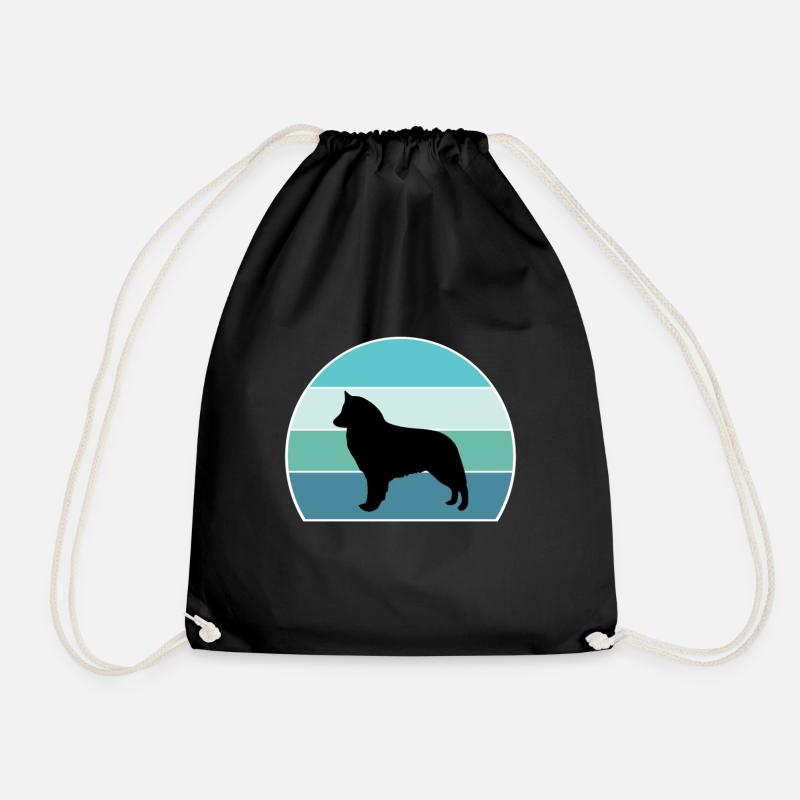 Belgischer Schäferhund Groenendael Hund Silhouette Vintag - Turnbeutel - Schwarz