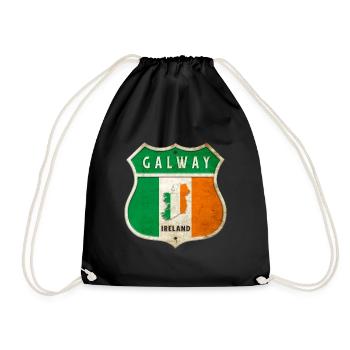 Galway Irland Wappen Flaggen Design - Turnbeutel - Schwarz - Vorne