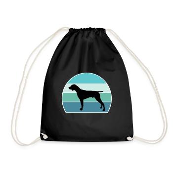 German Shorthaired Pointer Dog Silhouette Vintage - Drawstring Bag - black - Front