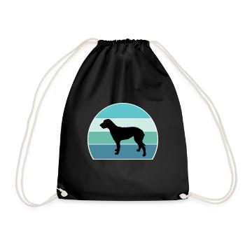 Irish Wolfhound Dog Silhouette Vintage Sunset for - Drawstring Bag - black - Front