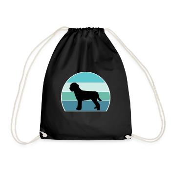 Lagotto Romagnolo Dog Silhouette Vintage Sunset fo - Drawstring Bag - black - Front