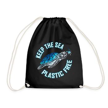 Tie Dye Sea Turtle Skip a Straw Save A Turtle - Drawstring Bag - black - Front