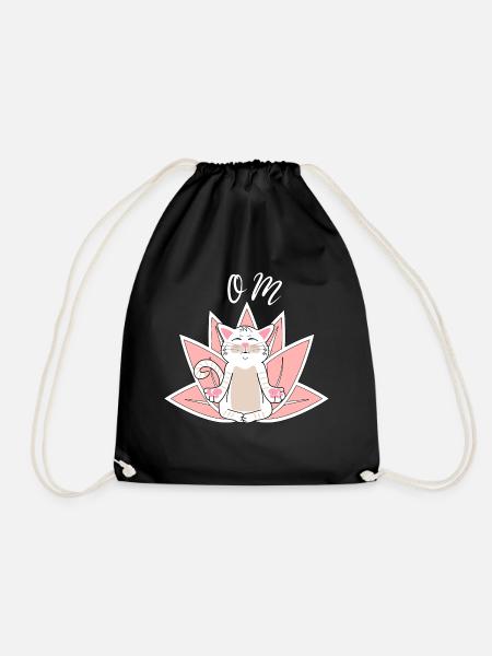 Yoga Katze Meditation Weiße Katze Kater Geschenk - Turnbeutel - Schwarz