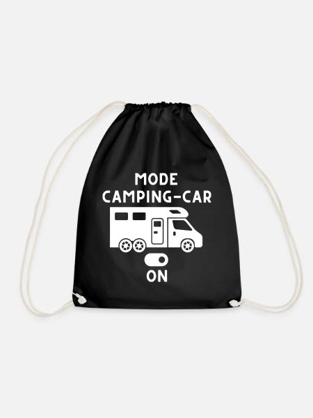 motorhome mode on motorhome gift - Drawstring Bag - black