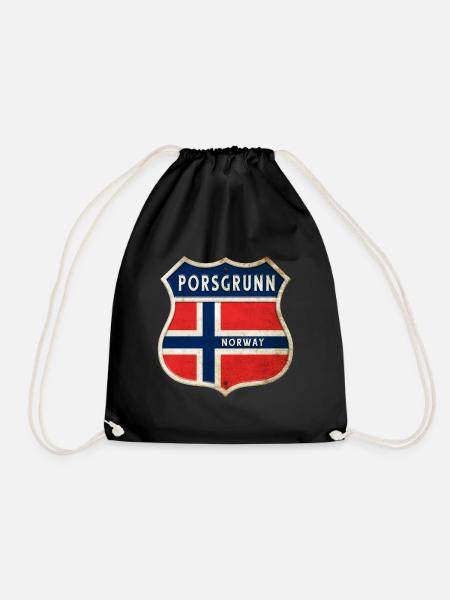 Porsgrunn Norwegen Wappen Flaggen Design - Turnbeutel - Schwarz