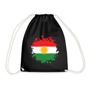 Kurdistan Splash Flaggen Design - Turnbeutel - Schwarz - Vorne