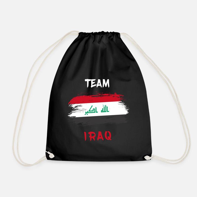 Team Iraq flag design - Drawstring Bag - black