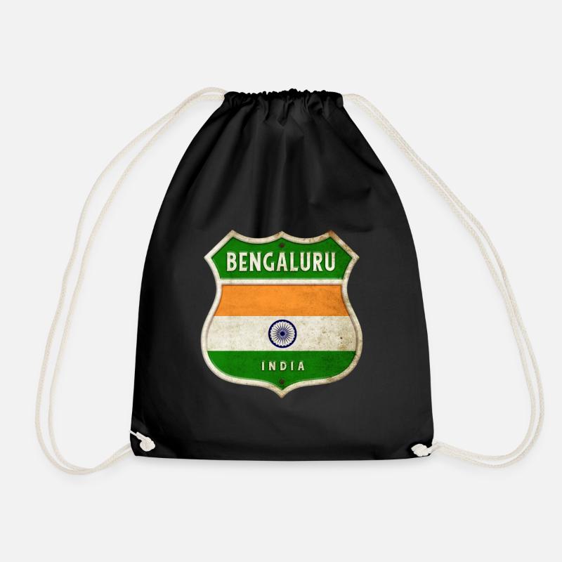 Bengaluru Inde Armoiries Drapeaux Design - Sac de sport léger - noir