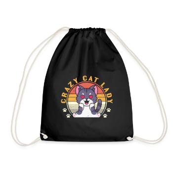 Funny Cat Design Crazy Cat Lady - Drawstring Bag - black - Front