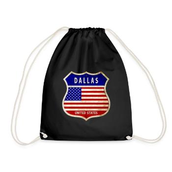Dallas USA United States Coat of Arms Flags - Drawstring Bag - black - Front