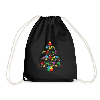 Autisme Citation Autisme Arbre de Noël - Sac de sport léger - noir - Devant