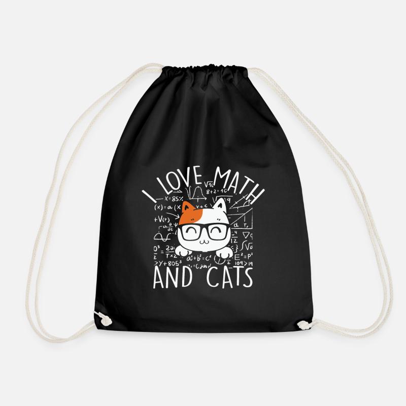 Math Quote Math Kitty Katze Ich liebe Mathe und Katzen - Turnbeutel - Schwarz