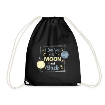 Valentine Quote I Love You To The Moon And Back - Drawstring Bag - black - Front