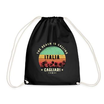 Cagliari Italy beach design - Drawstring Bag - black - Front