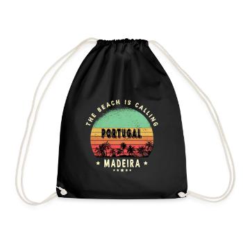 Madeira Portugal Vintage Beach Design - Turnbeutel - Schwarz - Vorne