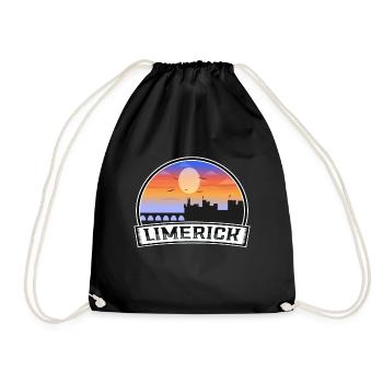 Limerick Ireland Skyline Vintage Sunset Travel Sou - Drawstring Bag - black - Front