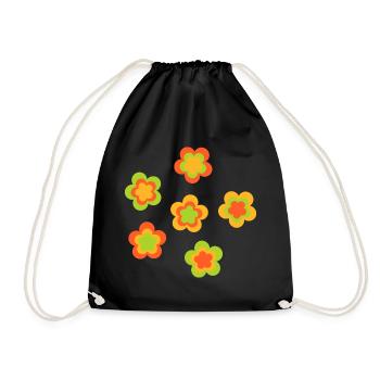 des années 70 motif de fleur - Sac de sport léger - noir - Devant