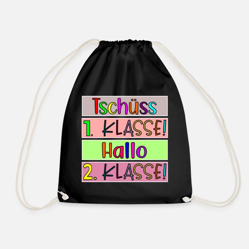 Grundschule Tschüss 1. Klasse Hallo 2. Klasse - Turnbeutel - Schwarz