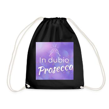 lustiger Spruch: "In dubio Prosecco" - Turnbeutel - Schwarz - Vorne