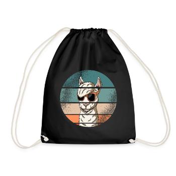 Lama Alpaca Animals Retro Vintage Idée Cadeau - Sac de sport léger - noir - Devant