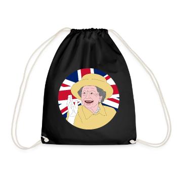Queen Elizabeth II with British flag - Drawstring Bag - black - Front