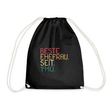 Beste Ehefrau Seit 1940 - Jahrestag Geschenk - Turnbeutel - Schwarz - Vorne