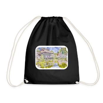 Kyoto Japan Aquarell Skizze gezeichnete Illustration - Turnbeutel - Schwarz - Vorne