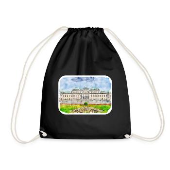 Vienna Austria Watercolor Sketch Drawn Painting - Drawstring Bag - black - Front