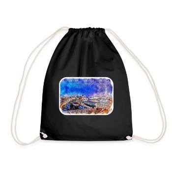 Berlin Allemagne Aquarelle Esquisse Dessinée Peinture - Sac de sport léger - noir - Devant