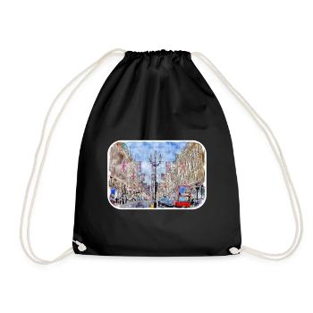 Londres UK Aquarelle Esquisse Dessinée à la Main Peinture - Sac de sport léger - noir - Devant