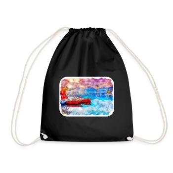 Slovakia Landmark Watercolor Sketch Illustration - Drawstring Bag - black - Front