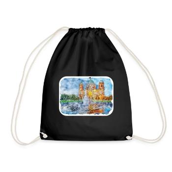 Allemagne Aquarelle Esquisse Dessinée à la main Illustration - Sac de sport léger - noir - Devant