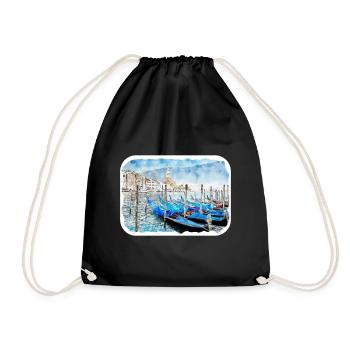 Venise Italie Aquarelle Esquisse Illustration - Sac de sport léger - noir - Devant