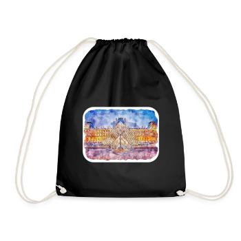 Paris France Watercolor Sketch Draw Drawing - Drawstring Bag - black - Front