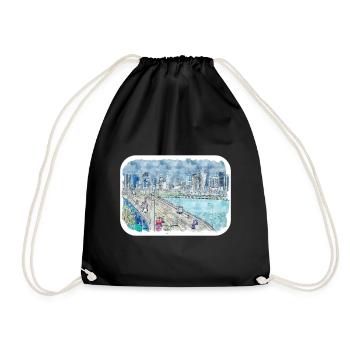 Florida USA Watercolor Sketch Drawn Illustration - Drawstring Bag - black - Front