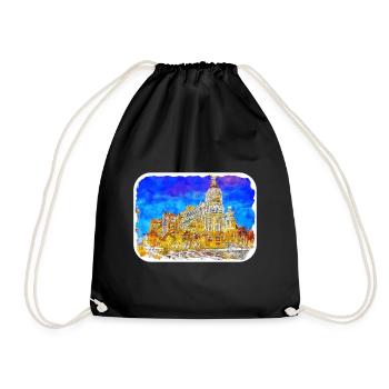 Madrid Espagne Aquarelle Esquisse Dessinée Peinture - Sac de sport léger - noir - Devant